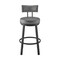 Armen Living Dalza Swivel Counter Stool in Black Finish with Gray Faux Leather 840254333543 - alternate 5